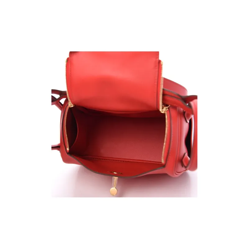 HERMES Lindy Swift Calfskin Handbag Shoulder Bag Crossbody Bag Mini Women's 55 Rouge H Hermès Red-3