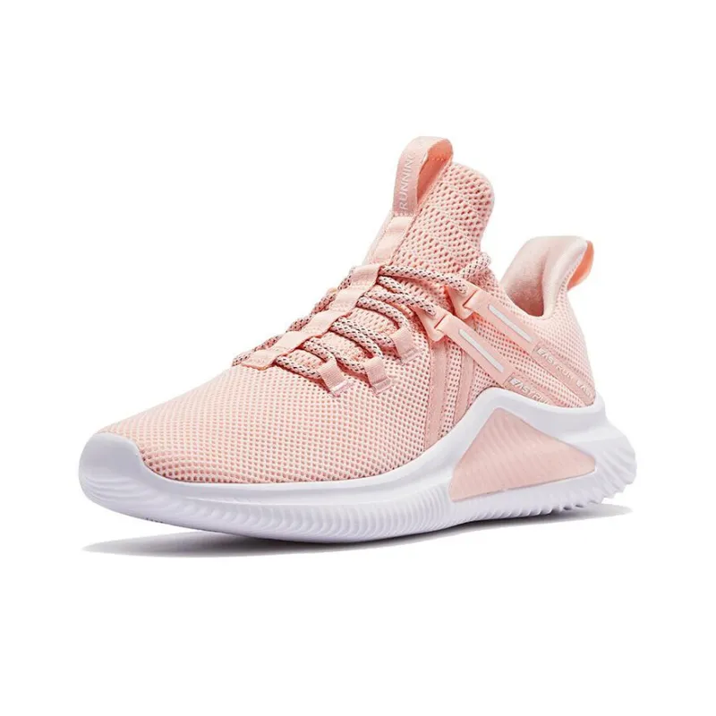 QIAODAN Anti Slip Wear Resistant Low Top Running Shoes Women's White Pink-1
