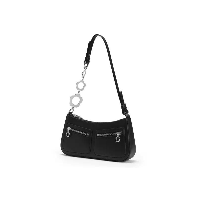 CHARLES&KEITH Leather Charles & Keith Shoulder Bag Small Size Women's Chalk White/Black-7