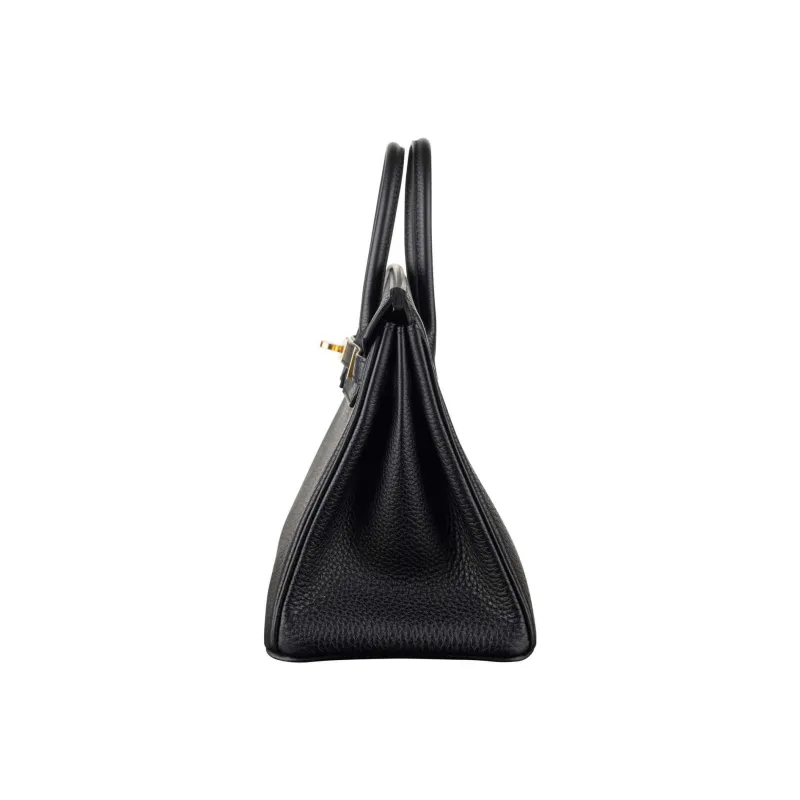HERMES Birkin Leather Handbag Women's Black-4
