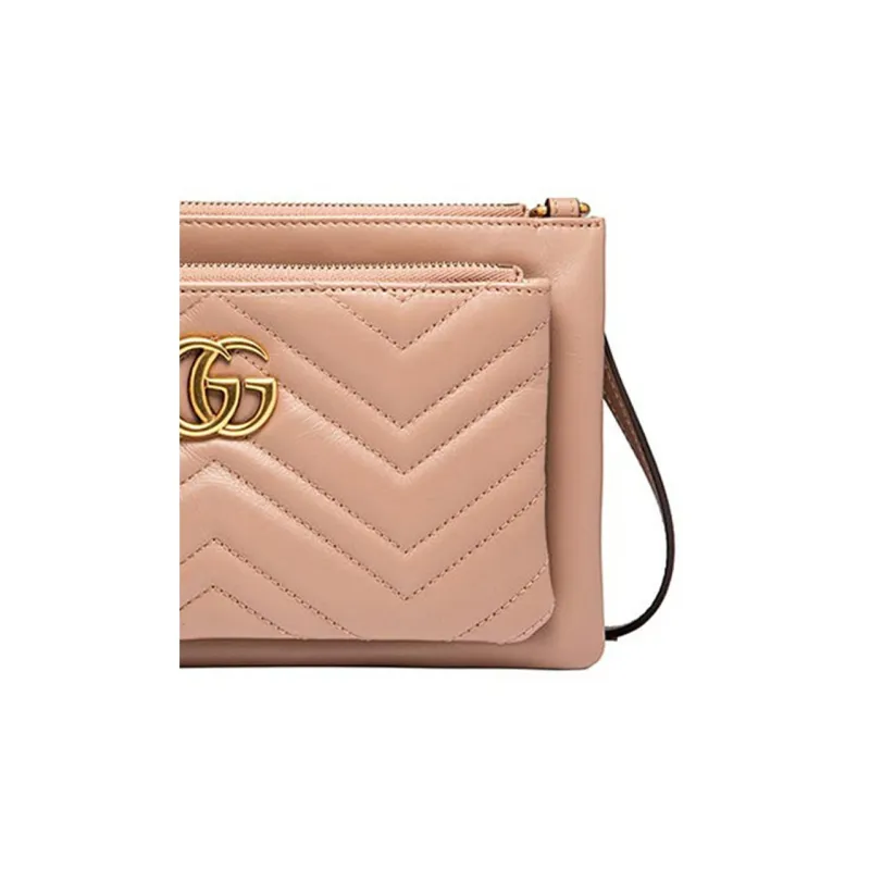 GUCCI GG Marmont Quilted Cow Leather Shoulder Bag Crossbody Bag Women's Nude Pink-4
