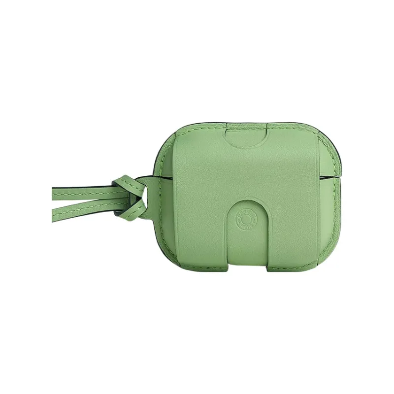 HERMES Swift Leather AirPods Pro Case Unisex Grasshopper Green/Bamboo Green-2