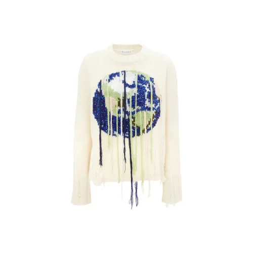 JW Anderson Fringed Intarsia-knit Globe Jumper