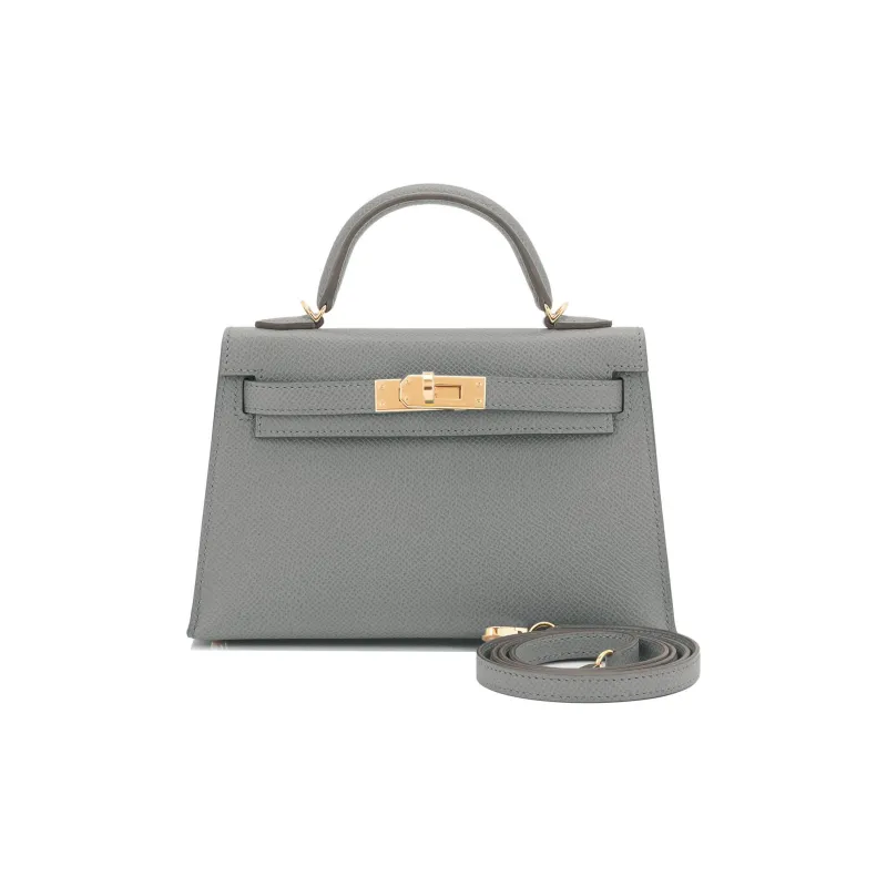 HERMES Mini Kelly Generation 1 Epsom Leather Second Generation Kelly Bag Shoulder Bag Handbag Mini Women's Almond Green-0