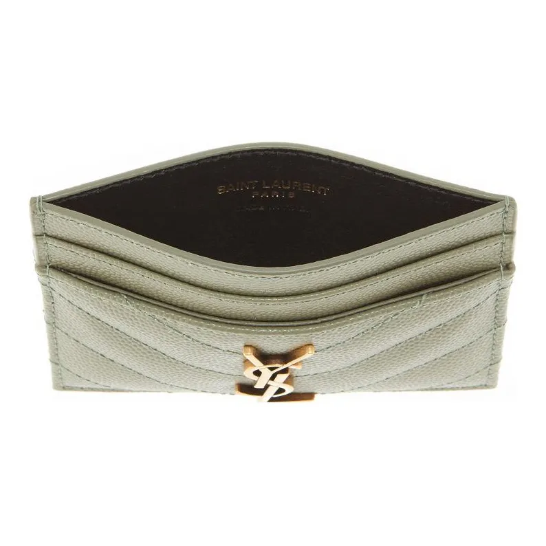 SAINT LAURENT CASSANDRE Cow Leather Card Holder Women's Mint Green-2