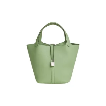 HERMES Picotin Maurice Bullock Leather Basket Bag Handbag Bucket Bag Women's 3IVert Cricket Avocado Green/Cricket Green