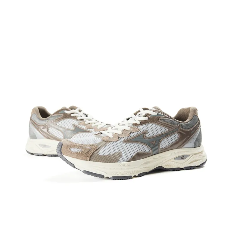 Mizuno Racer S Cushioning Anti Slip Wear Resistant Breathability Low Top Training Running Shoes Unisex Gray White-3