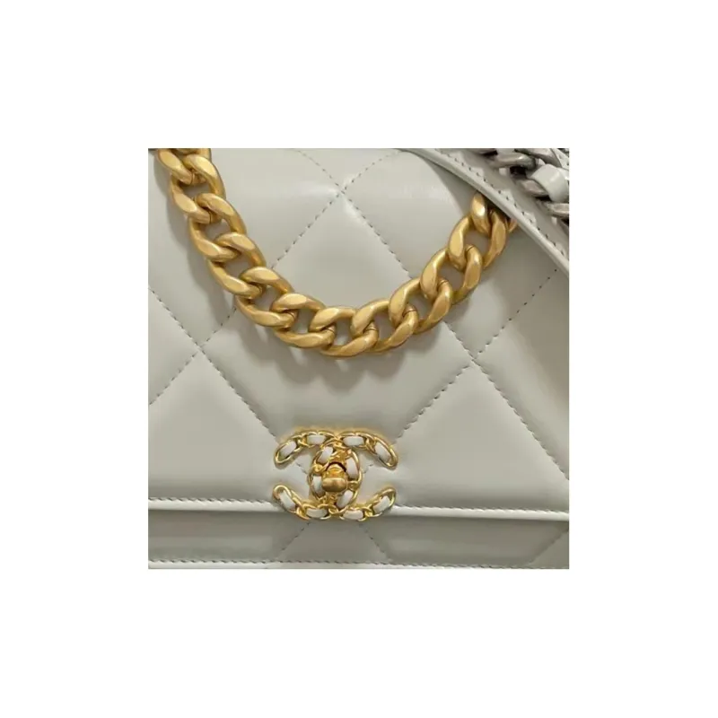 CHANEL 19BagWOC Sheepskin Chain Bag, Shoulder Bag, Crossbody Bag Women's Light Blue Gray-2