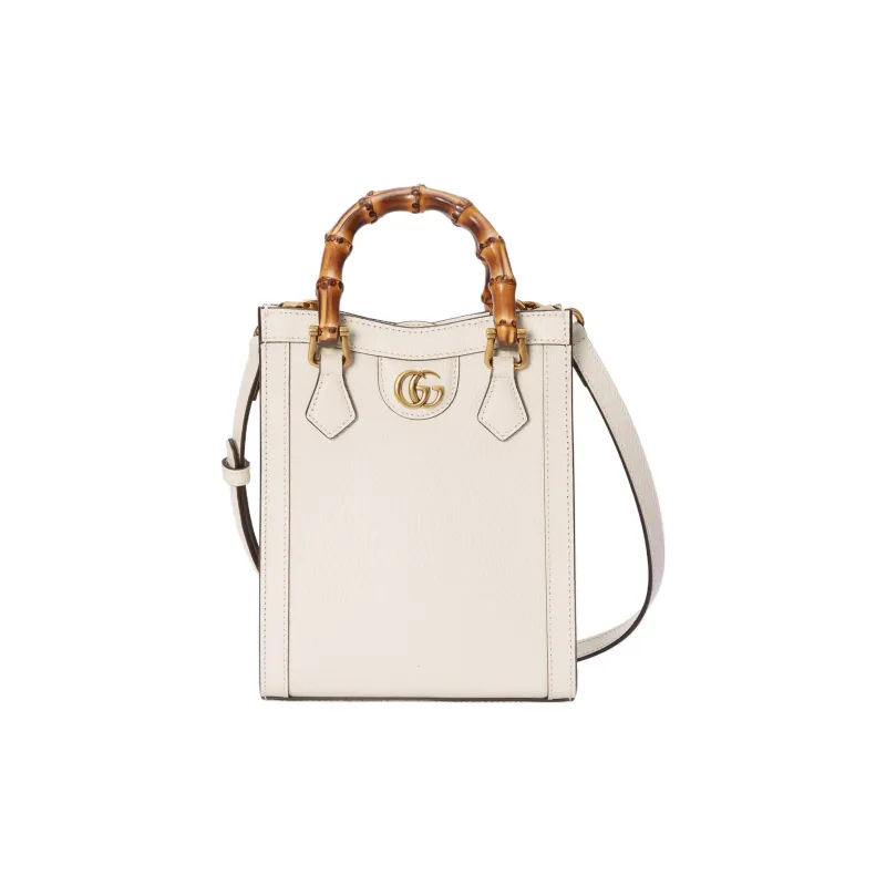 GUCCI Diana Leather Tote Bag, Shopping Bag, Handbag Mini Women's White-2