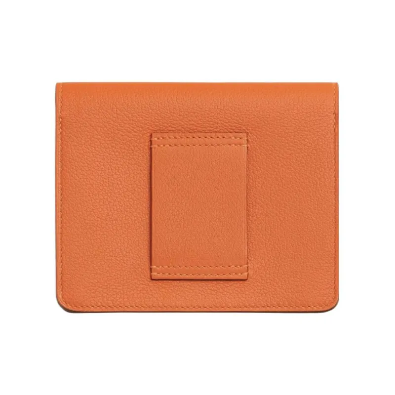 HERMES Roulis Evercolor Calfskin Pig Nose Bag Card Holder Fanny Pack Coin Purse Wallet Women's 9J Feu Flame Orange-1
