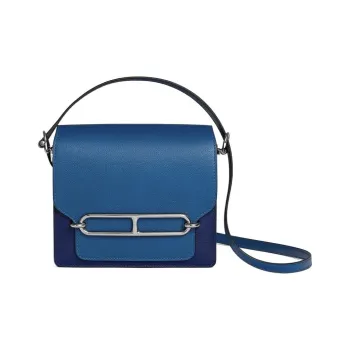 HERMES Roulis Evercolor Calfskin Pig Nose Bag Crossbody Bag Mini Women's Sapphire/Blue