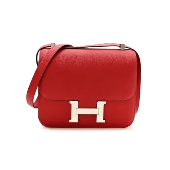 HERMES Constance Canvas With Leather Shoulder Bag Crossbody Bag Women's Chili Red