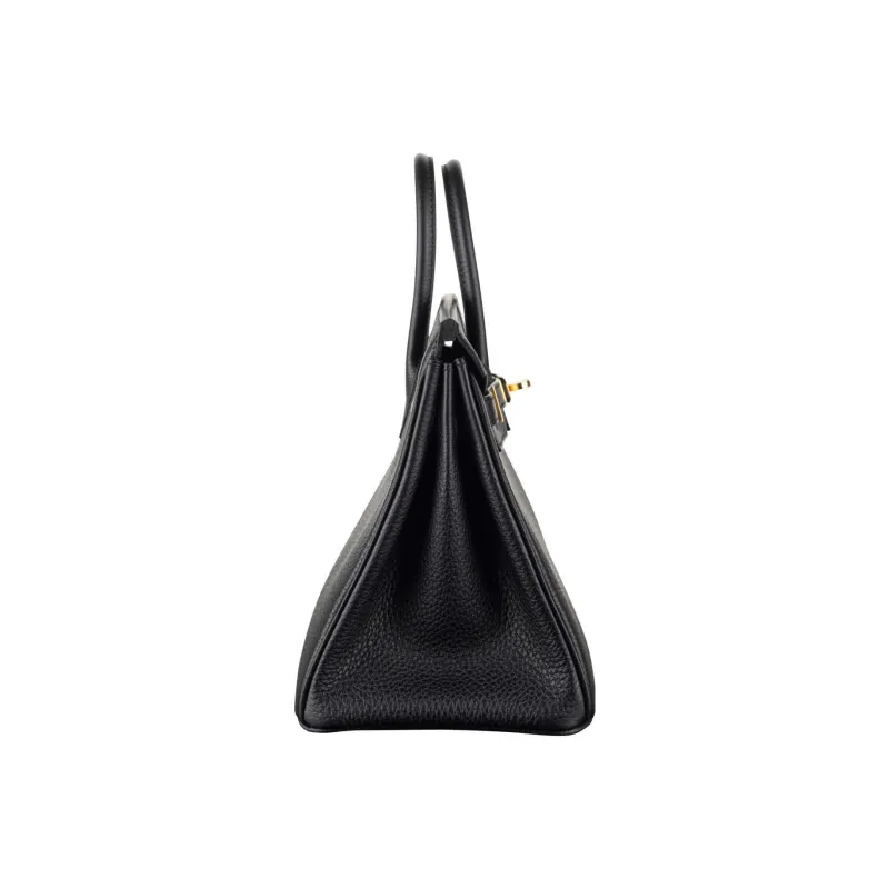 HERMES Birkin Leather Handbag Women's Black-2