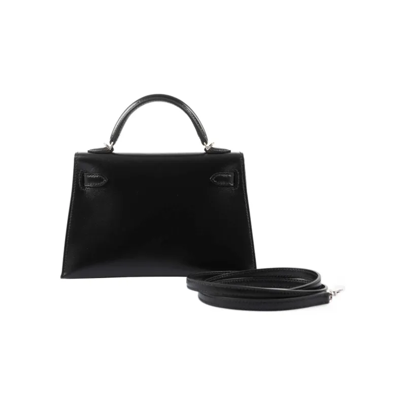 HERMES Mini Kelly Generation 1 Box Leather Kelly Bag Handbag Shoulder Bag Crossbody Bag Regular Women's Black-5