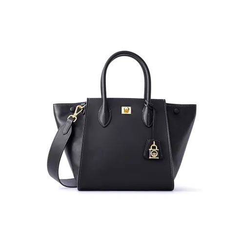 FION Genuine Leather Shoulder Bag Crossbody Bag Large Size Women's Black Brown