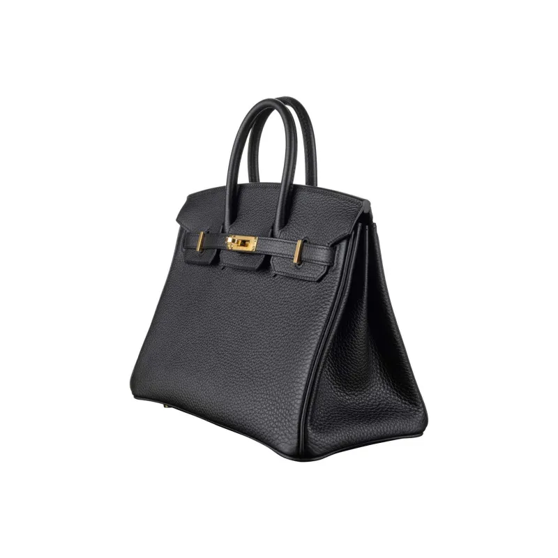 HERMES Birkin Leather Handbag Women's Black-3