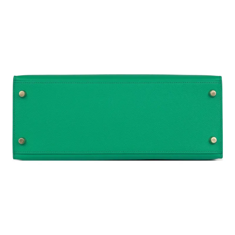 HERMES Kelly Epsom Leather Kelly Bag Handbags Women's O6 Vert Jade Emperor Green-5