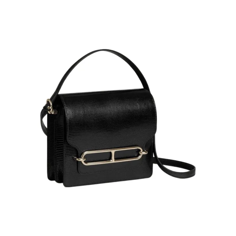 HERMES Roulis Niloticus Leather Pig Nose Bag Crossbody Bag Mini Women's 89 Noir Black-1