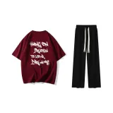 Set (burgundy top + black pants)