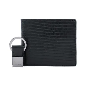 CALVIN KLEIN Cow Leather Two Fold Wallet, Cropped Wallet Men's Black