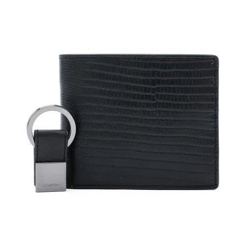 CALVIN KLEIN Cow Leather Two Fold Wallet, Cropped Wallet Men's Black