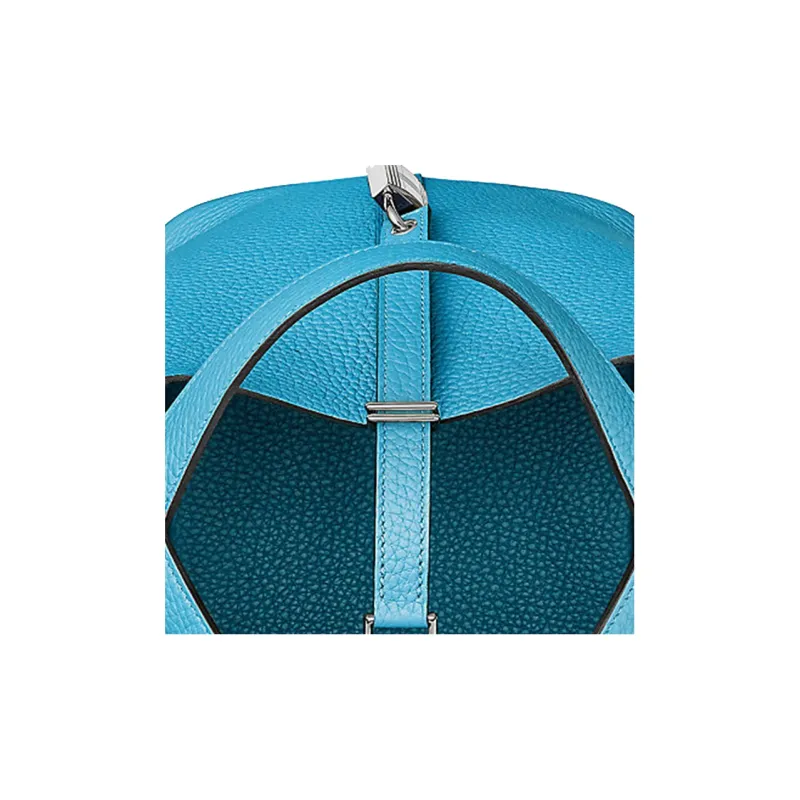 HERMES Picotin Lock Clemence With Swift Leather Basket Bag, Bucket Bag, Handbag Women's Blue/Red-3