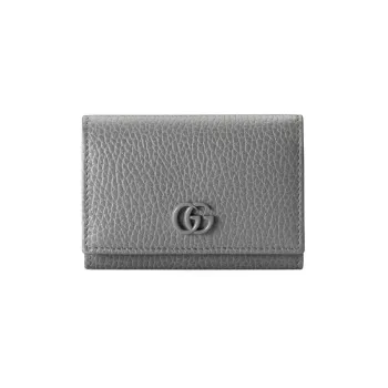 GUCCI GG Marmont Leather Trifold Wallet Medium Size Women's Gray