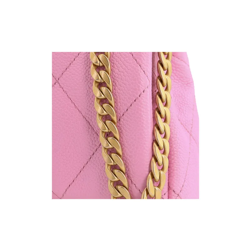CHANEL Grain Embossed Cow Leather Flap Bag, Shoulder Bag, Crossbody Bag Medium Size Women's Pink-5