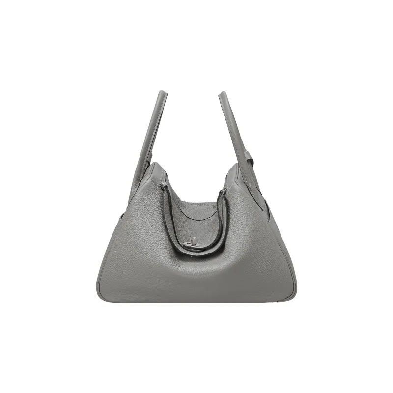 HERMES Lindy Taurillon Clemence Leather Handbag Shoulder Bag Women's 4Z Gris Mouette Gull Gray-1