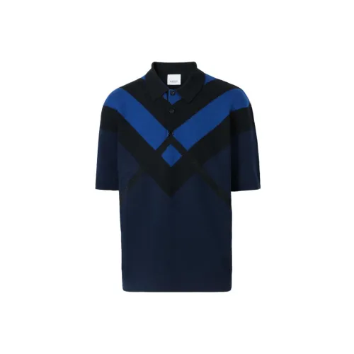 Burberry Polo Shirts Men Dark Charcoal Blue