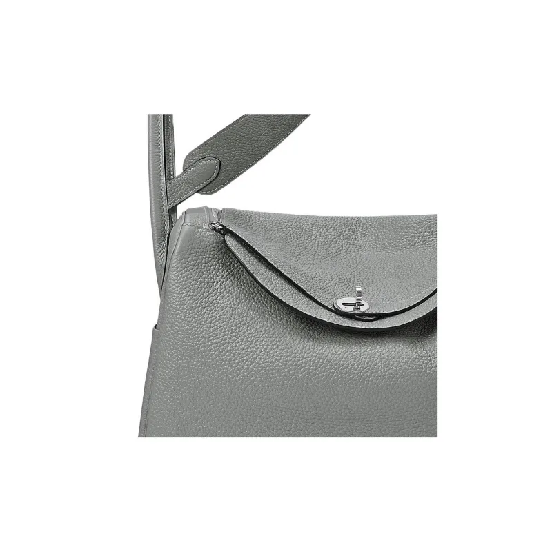 HERMES Lindy Taurillon Clemence Leather Handbag Shoulder Bag Women's 4Z Gris Mouette Gull Gray-4