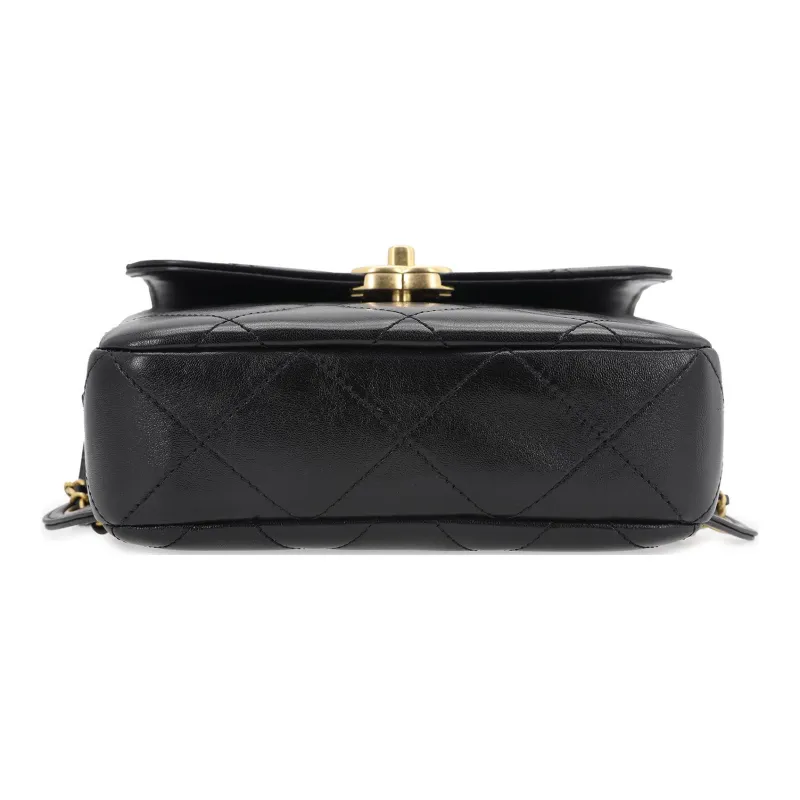 CHANEL 23P SS Sheepskin Backpack Women's Black-3