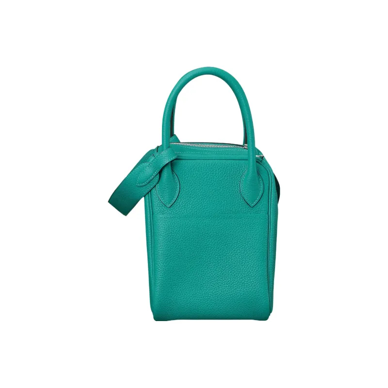 HERMES Lindy Taurillon Clemence Leather Handbag Shoulder Bag Women's 7F Bleu Paon Peacock Blue-2