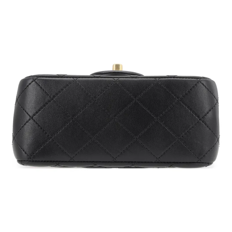 CHANEL Sheepskin Mini Square Flap Bag Chain Bag, Shoulder Bag, Crossbody Bag Mini Women's Black-3