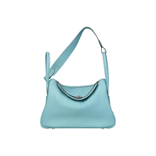 HERMES Lindy Taurillon Clemence Leather Handbag Shoulder Bag Women's 3Z Bleu Saint Cyr Saint Cyr Blue