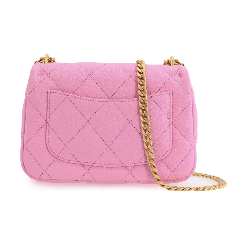 CHANEL Grain Embossed Cow Leather Flap Bag, Shoulder Bag, Crossbody Bag Medium Size Women's Pink-2