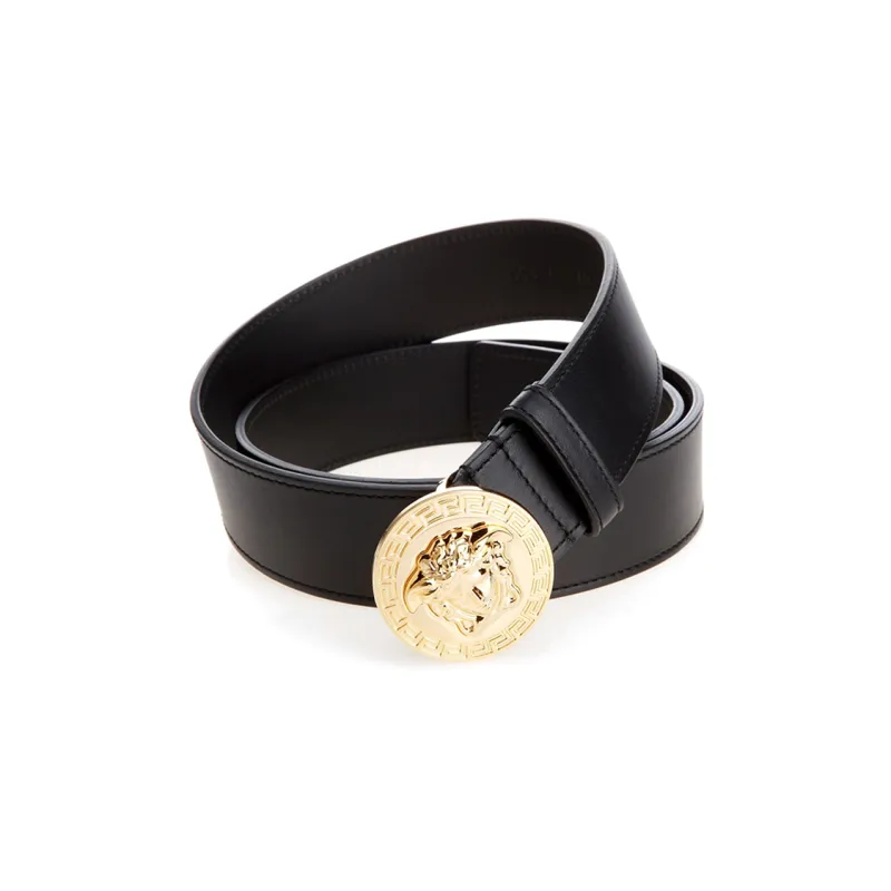 VERSACE Leather Belts Men Black-1