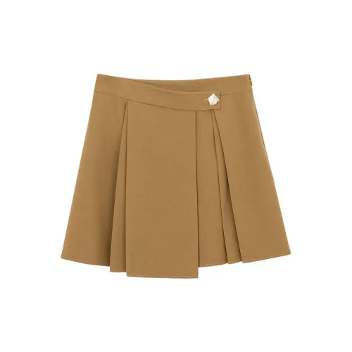 SEIFINI Casual Short Skirts Women's Mustard Green