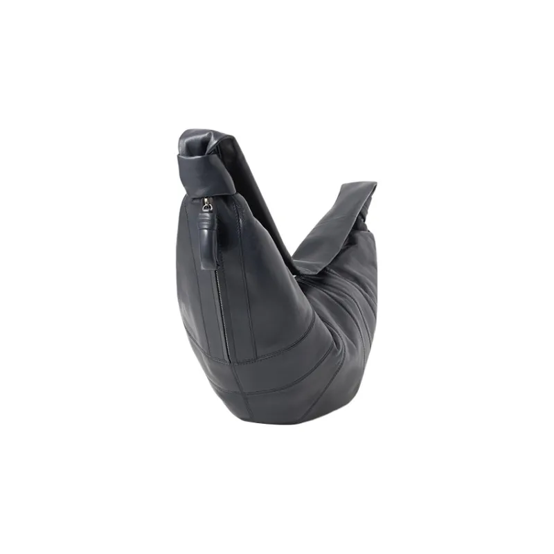 Lemaire Lambskin Croissant Bag Goat Horn Bag Slogan Bag Shoulder Bag Crossbody Bag Large Size Unisex Dark Gray-1