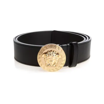 VERSACE Leather Belts Men Black