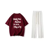 Set (burgundy top + white pants)