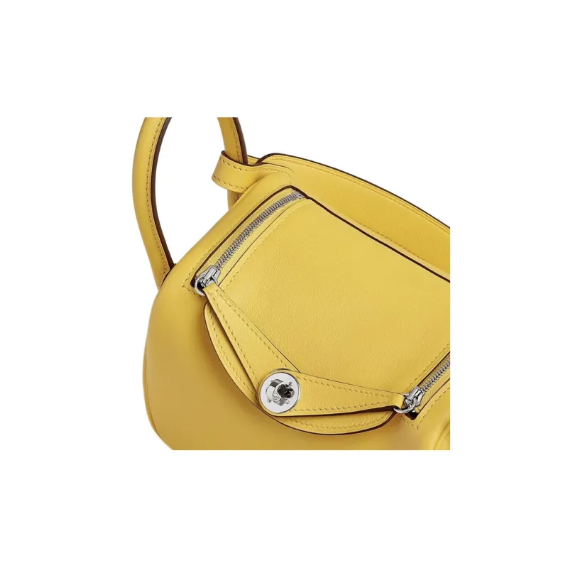 HERMES Lindy Swift Calfskin Handbag Shoulder Bag Crossbody Bag Mini Women's 9OJaune De Naples Naples Yellow-2