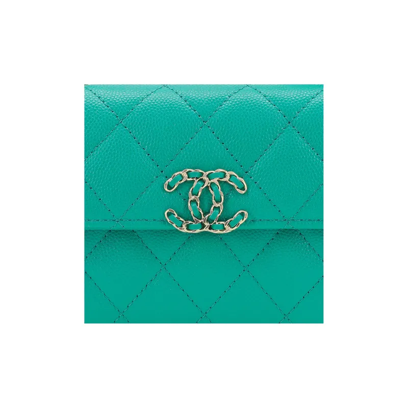 CHANEL 23P SS Caviar Cow Leather Flap Bag Handbag, Shoulder Bag, Crossbody Bag Trumpets Women's Green-4