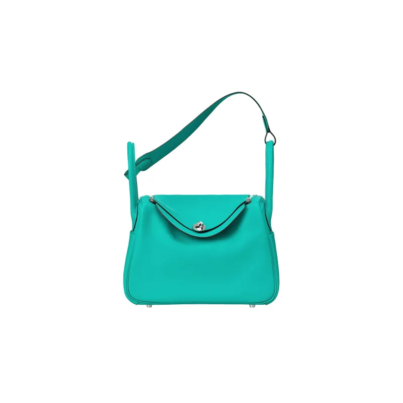 HERMES Lindy Swift Calfskin Calfskin Handbag Shoulder Bag Women's 7FBleu Paon Peacock Blue-0