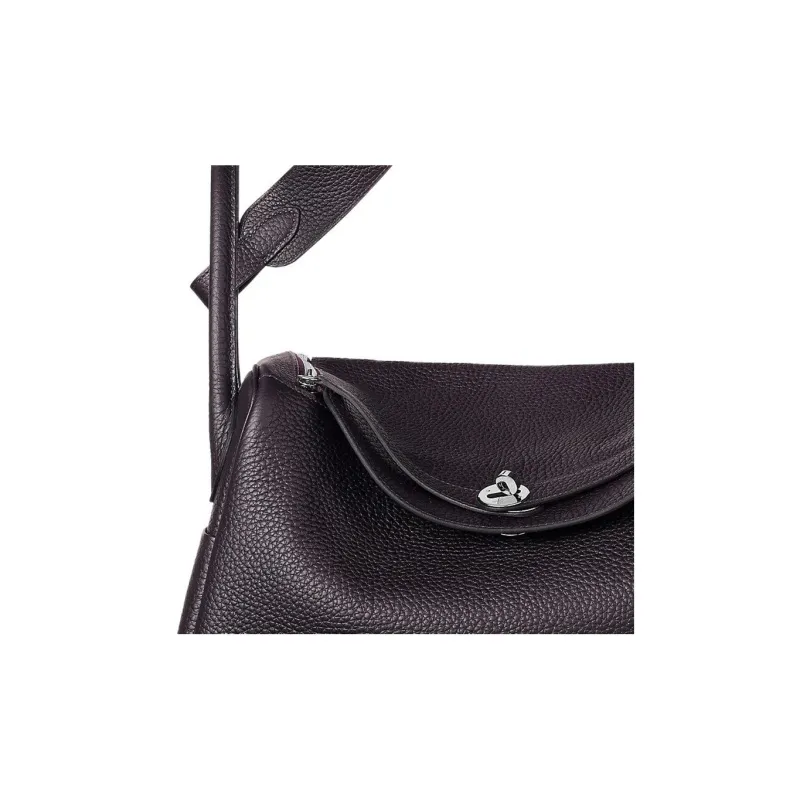 HERMES Lindy Taurillon Clemence Leather Handbag Shoulder Bag Women's 3W Prunoir Dark Reddish Purple-4