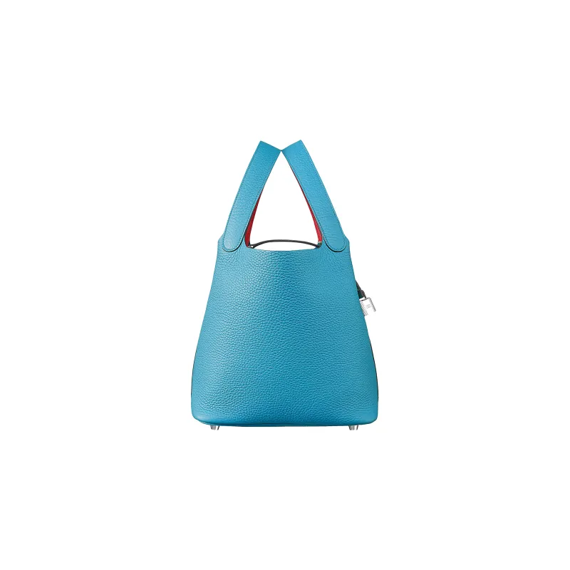 HERMES Picotin Lock Clemence With Swift Leather Basket Bag, Bucket Bag, Handbag Women's Blue/Red-1