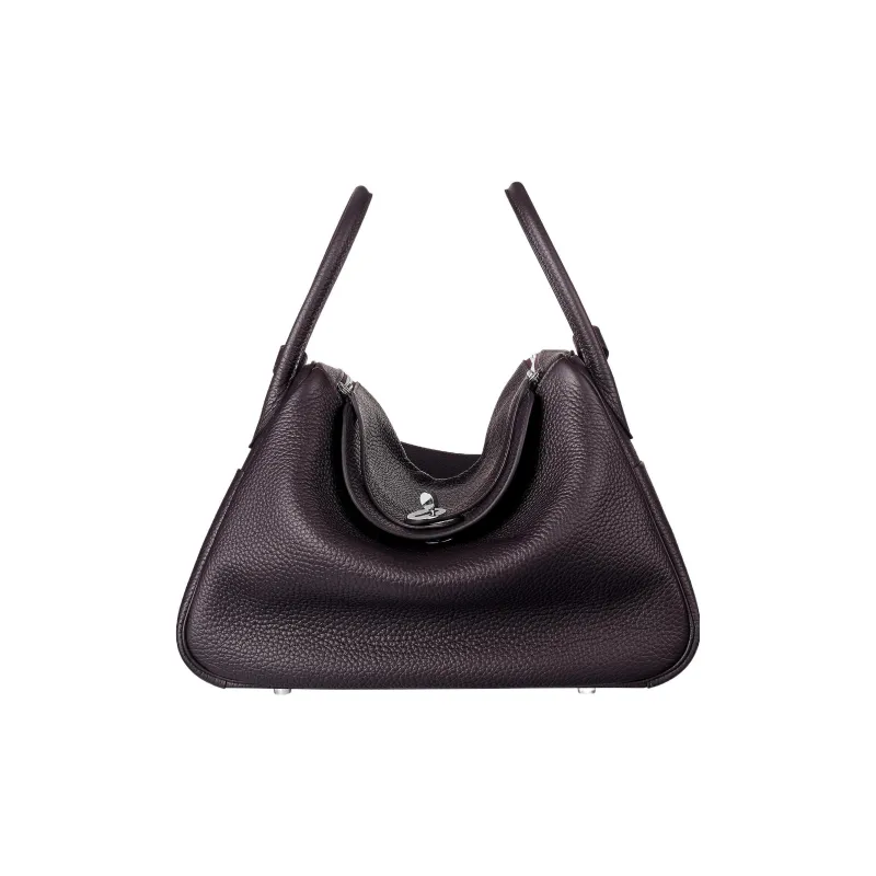 HERMES Lindy Taurillon Clemence Leather Handbag Shoulder Bag Women's 3W Prunoir Dark Reddish Purple-1