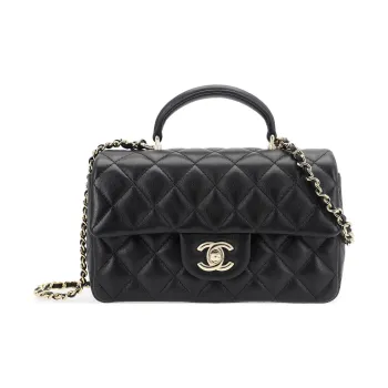 CHANEL Classic Flap CF Lambskin Flap Bag Handbag Shoulder Bag Crossbody Bag Mini Women's Black