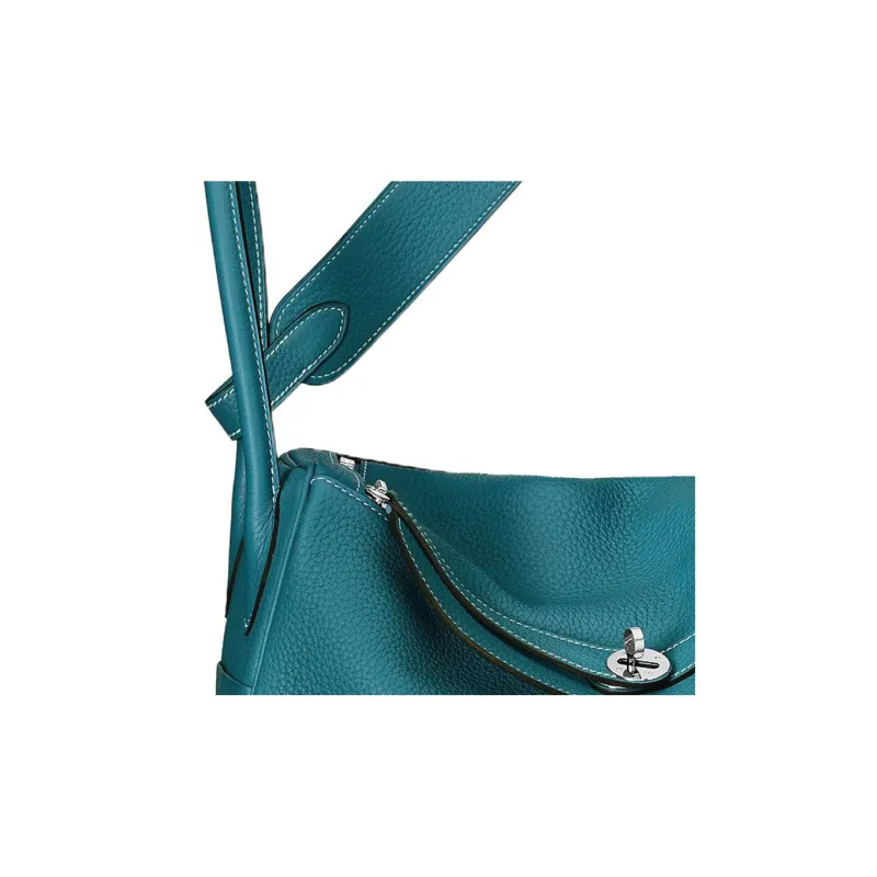 HERMES Lindy Taurillon Clemence Leather Handbag Shoulder Bag Women's 75 Bleu Sapphire Denim Blue-4
