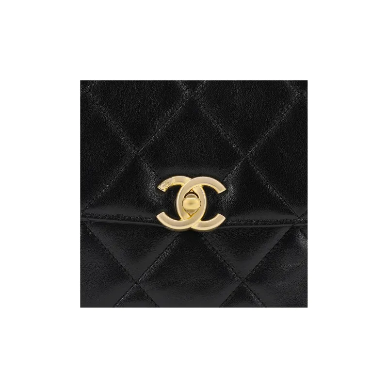 CHANEL 23P SS Sheepskin Backpack Women's Black-4